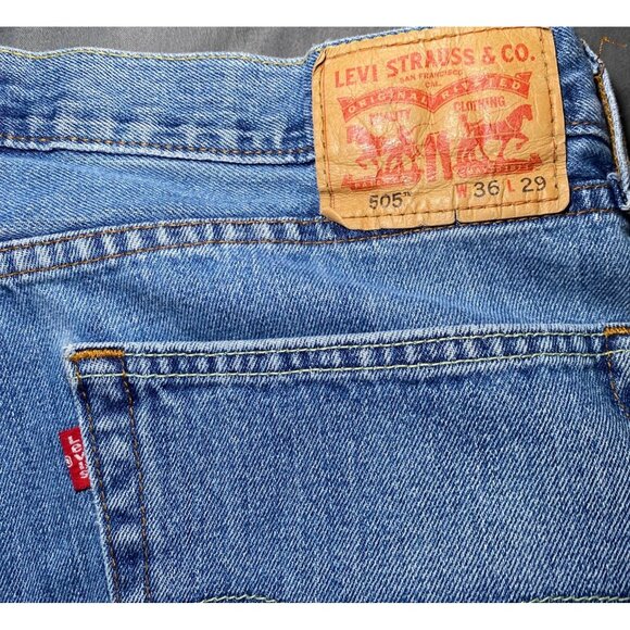 Vintage Y2K Levis 505 Mens Blue Denim Jeans Size 36X29 Western Cowboy - Picture 5 of 9